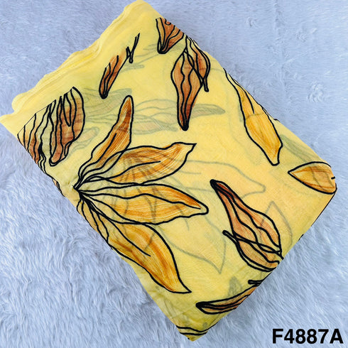 Thread Embroidered Mul Chanderi  Fabric-F4887